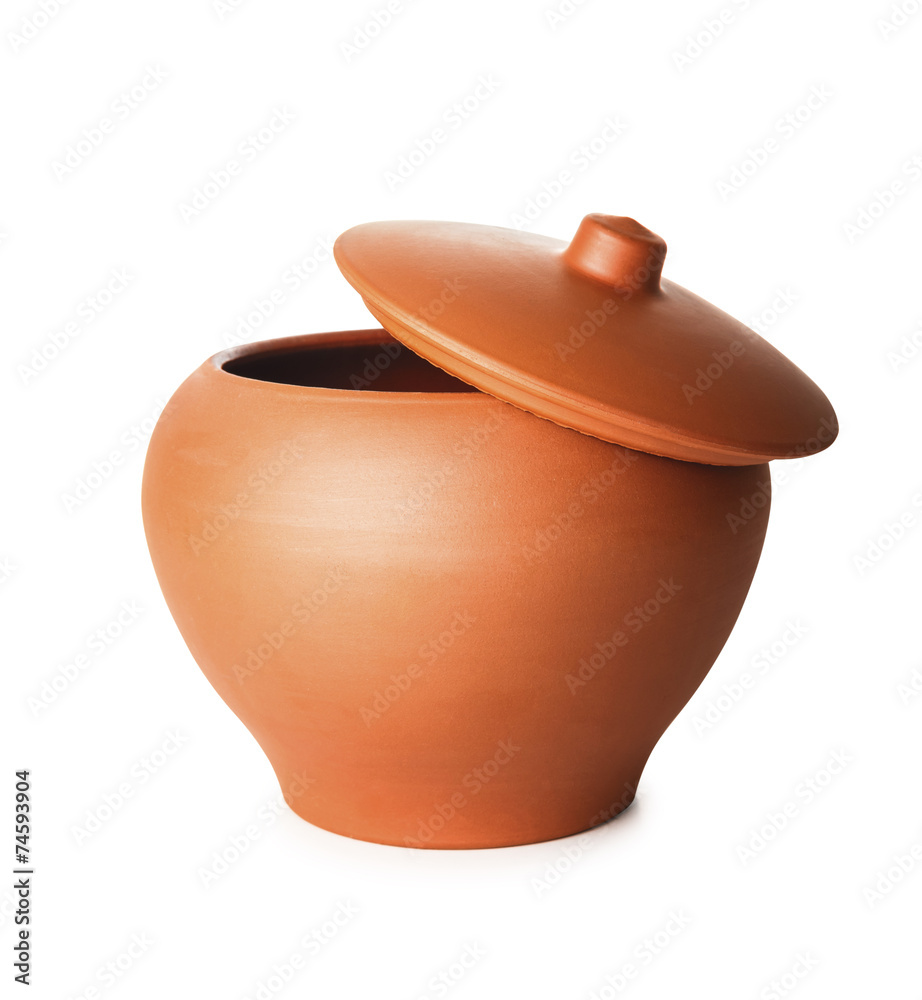 stew clay pot isolated with path stew clay pot isolated with path