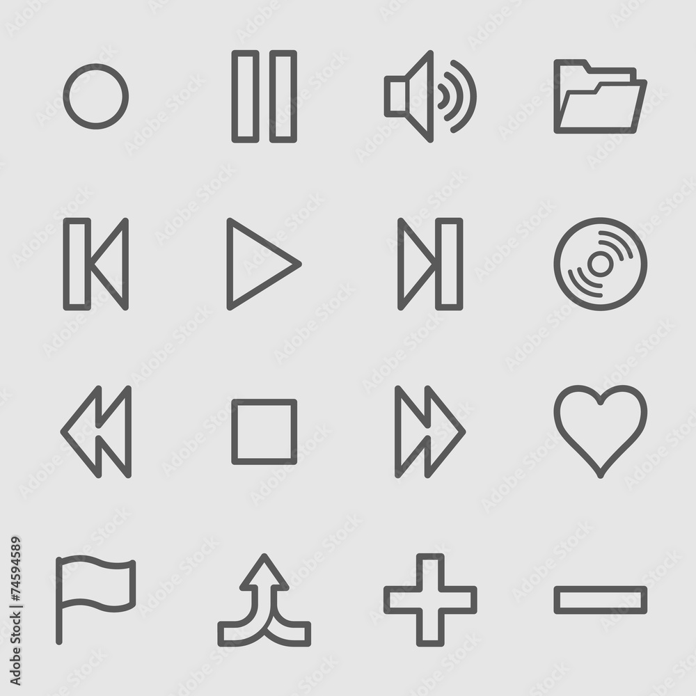 Media player web icons set Media player web icons set
