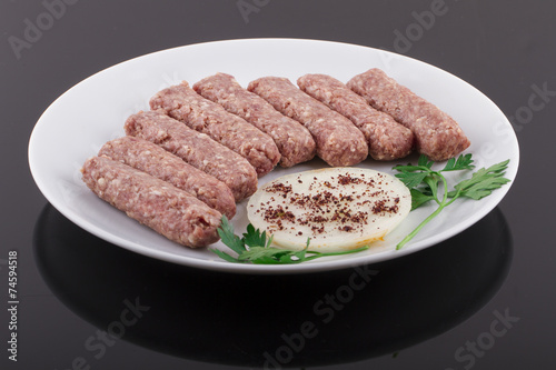 Raw Meatball serving on a plate