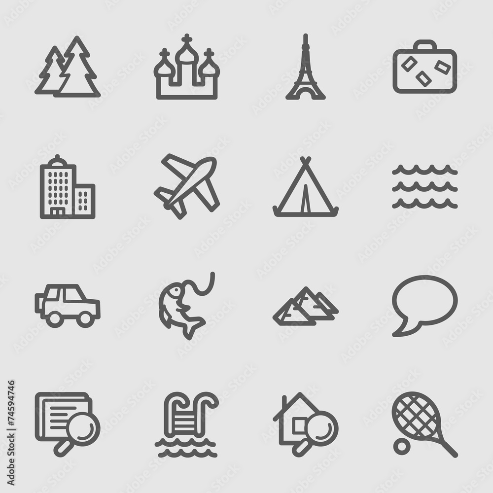 Travel web icons set