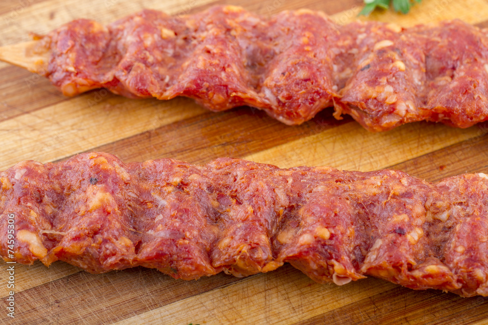 Raw Turkish Traditional Sish Meat Kebab For Cook