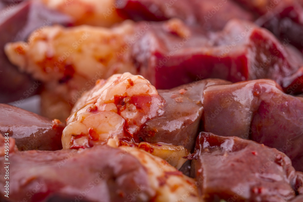 Raw Liver Kebab on a Plate