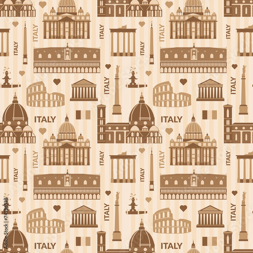 Landmarks of Italy seamless pattern