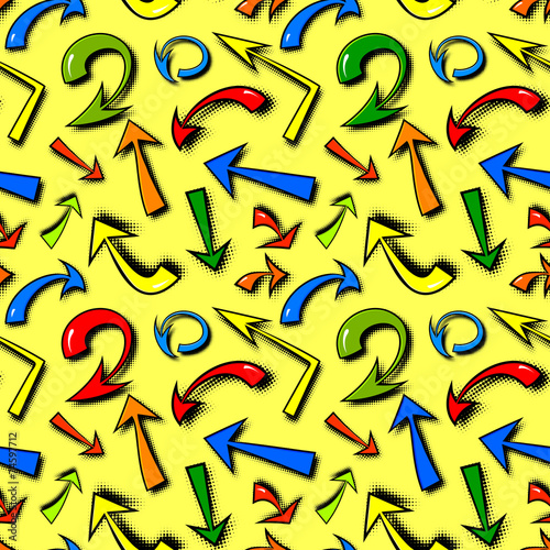Vector seamless pattern of hand drawn colorful comics arrows