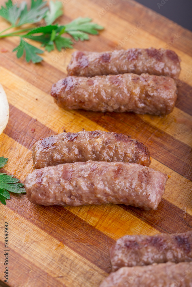 inegol Meatball on a wood plate inegol Meatball on a wood plate