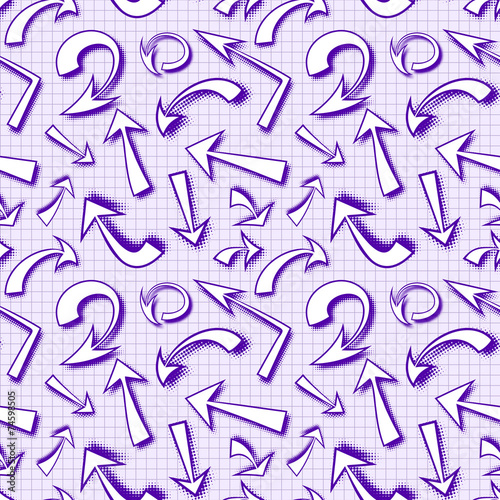 Vector seamless pattern of hand drawn comics arrows