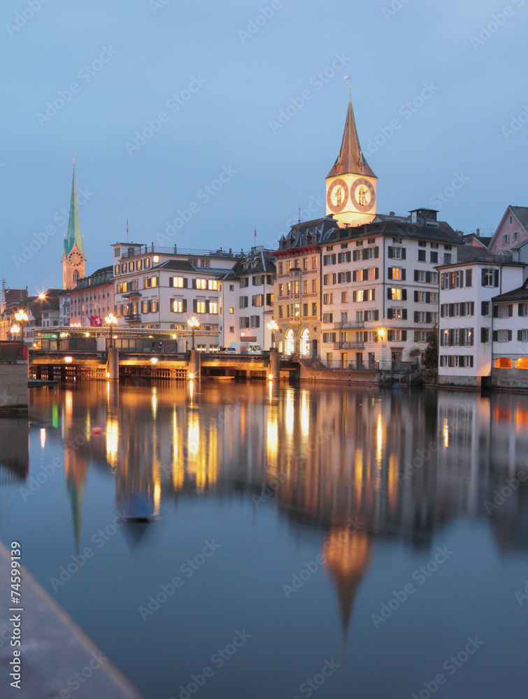 River Limmat. Zurich, Switzerland