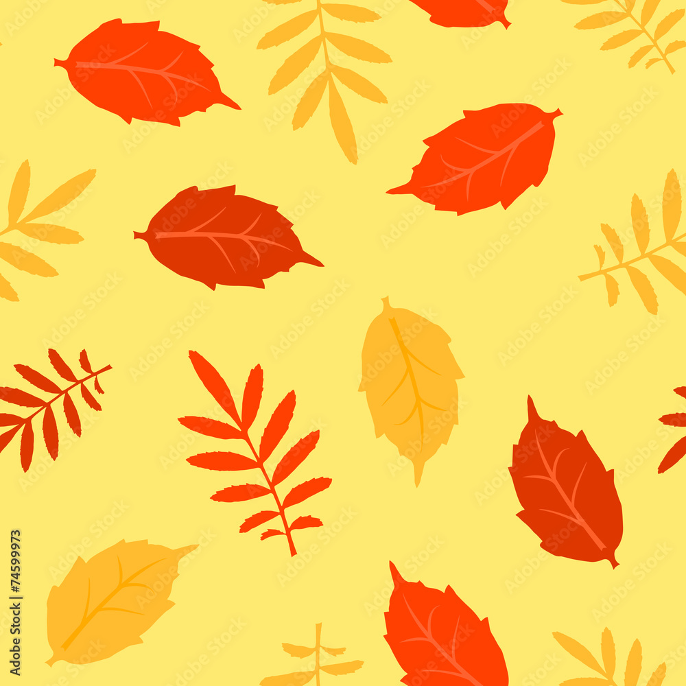 Autumn fallen leaves vector seamless pattern