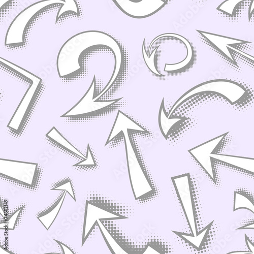 Vector seamless pattern of hand drawn monochrome comics arrows
