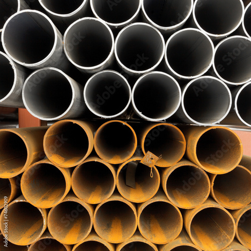 tops of construction pipes close up