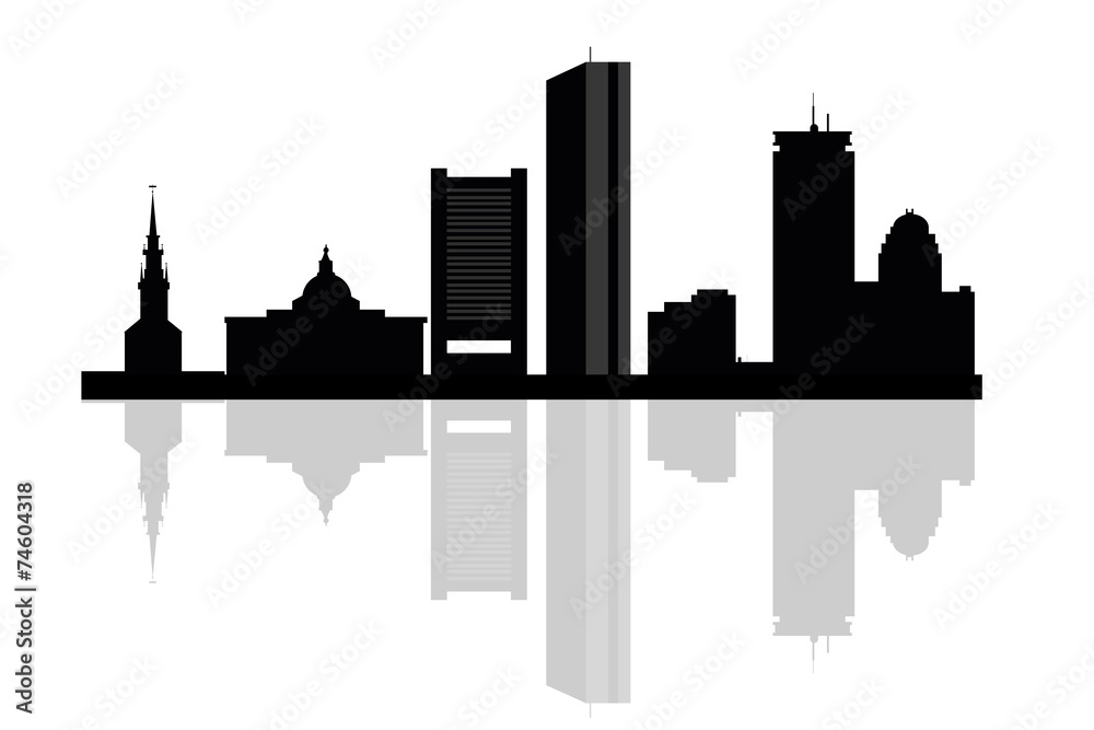Boston city skyline silhouette background. Vector illustration