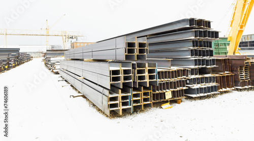 steel bars in outdoor warehouse