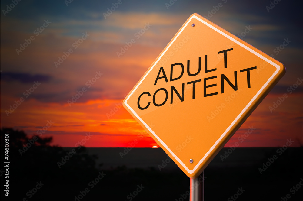 Adult Content on Warning Road Sign. Stock Illustration | Adobe Stock