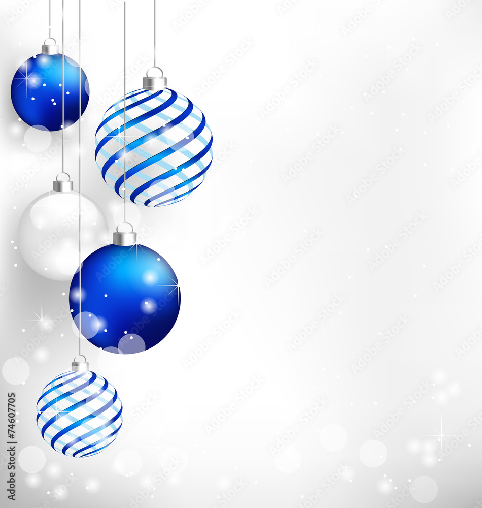 Blue spiral christmas balls hang on white background Blue spiral christmas balls hang on white background