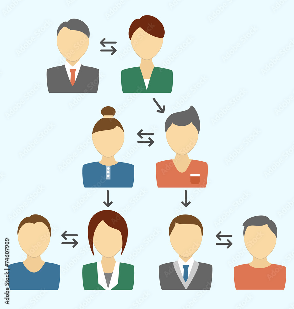 Communication process with avatars isolated on blue background Communication process with avatars isolated on blue background
