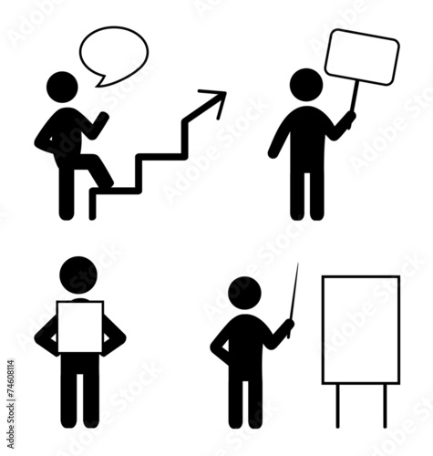 Set of business flat icons with blank space for text isolated on
