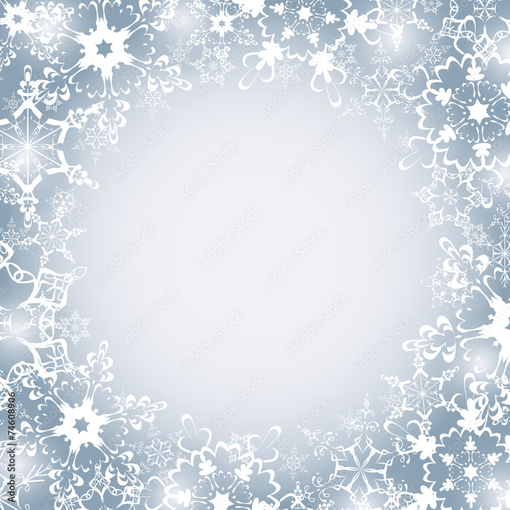 Winter luxury festive frame with snowflakes