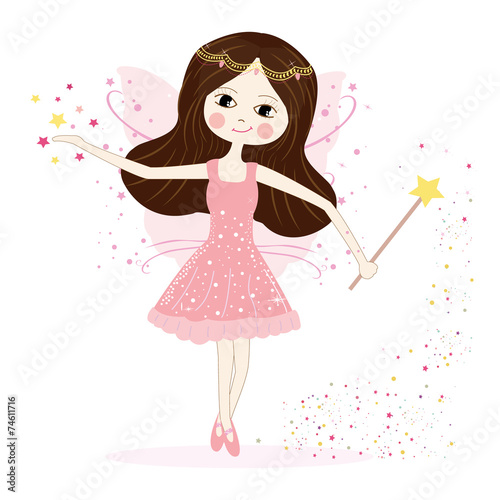 Cute fairy girl vector with stars