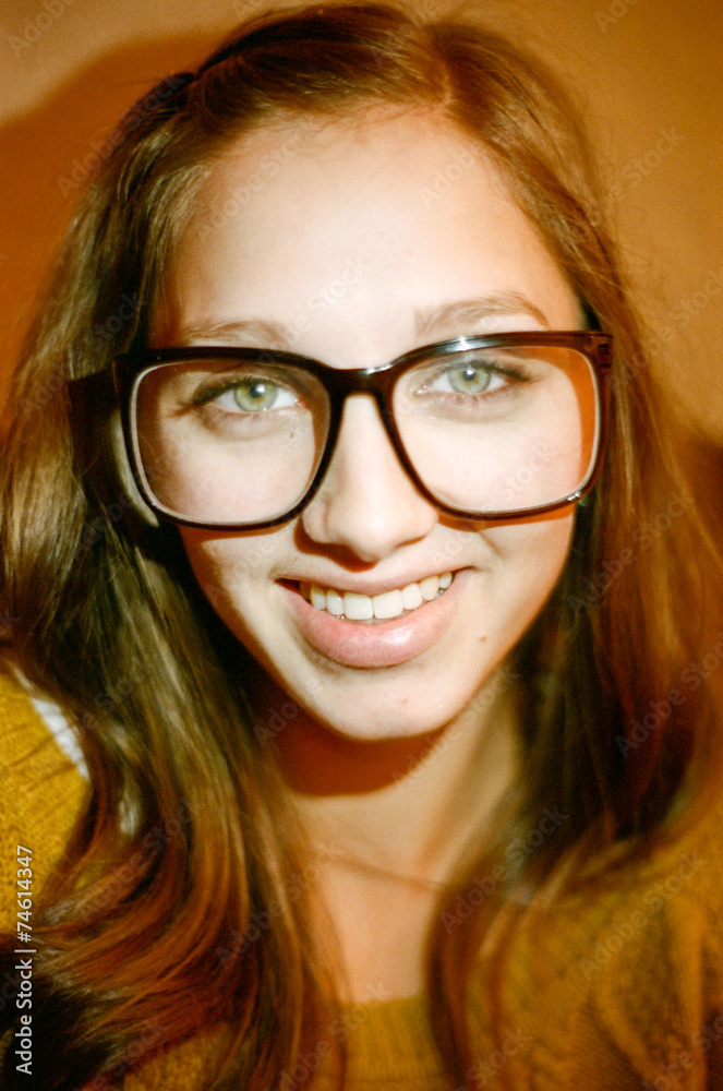 Portrait of Young Woman with Large Glasses Portrait of Young Woman with Large Glasses