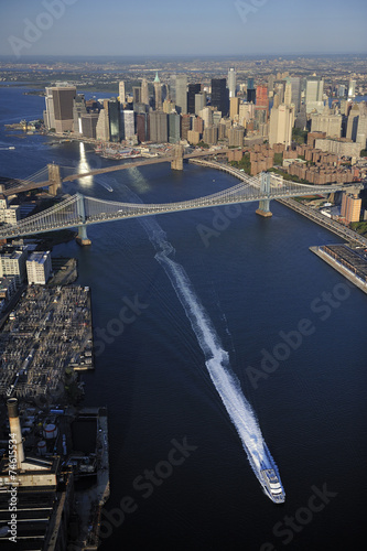 Aerial view of Lower Manhattan, Brooklyn Bridge, Manhattan Bridg