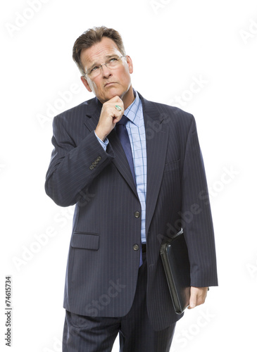 Businessman With Hand on Ch...