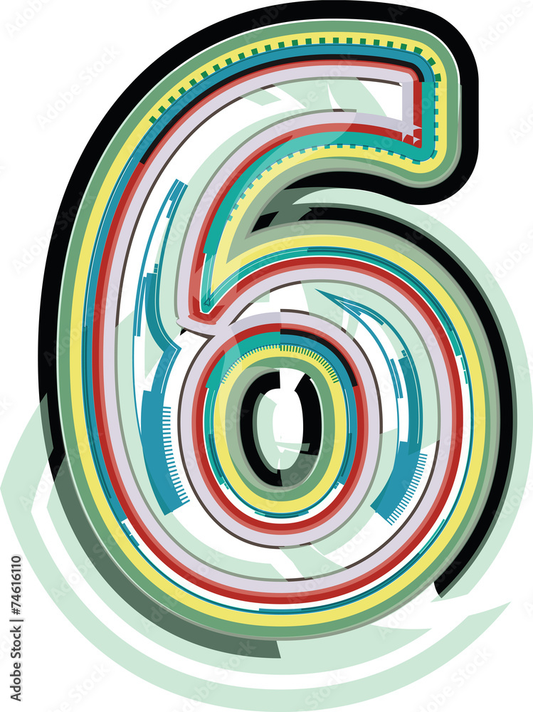 Abstract Colorful Number 6 Abstract Colorful Number 6