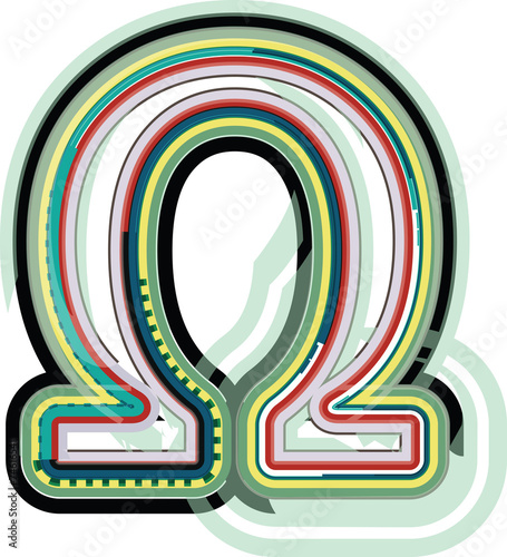Abstract colorful omega sign