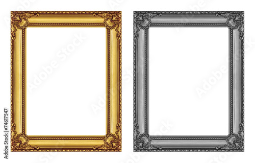 vintage gold and gray frame isolated on white background