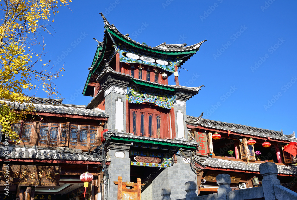 Naxi architecture at Lijiang old town in China Naxi architecture at Lijiang old town in China