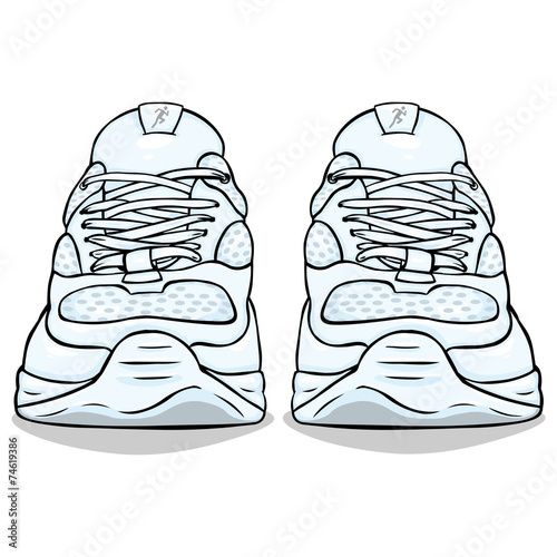 Vector Cartoon White Running Shoes