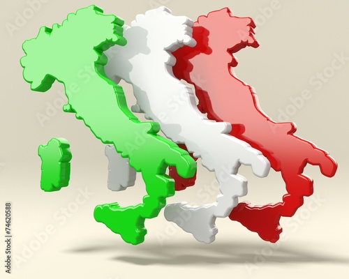 Italia a bandiera tridimensionale