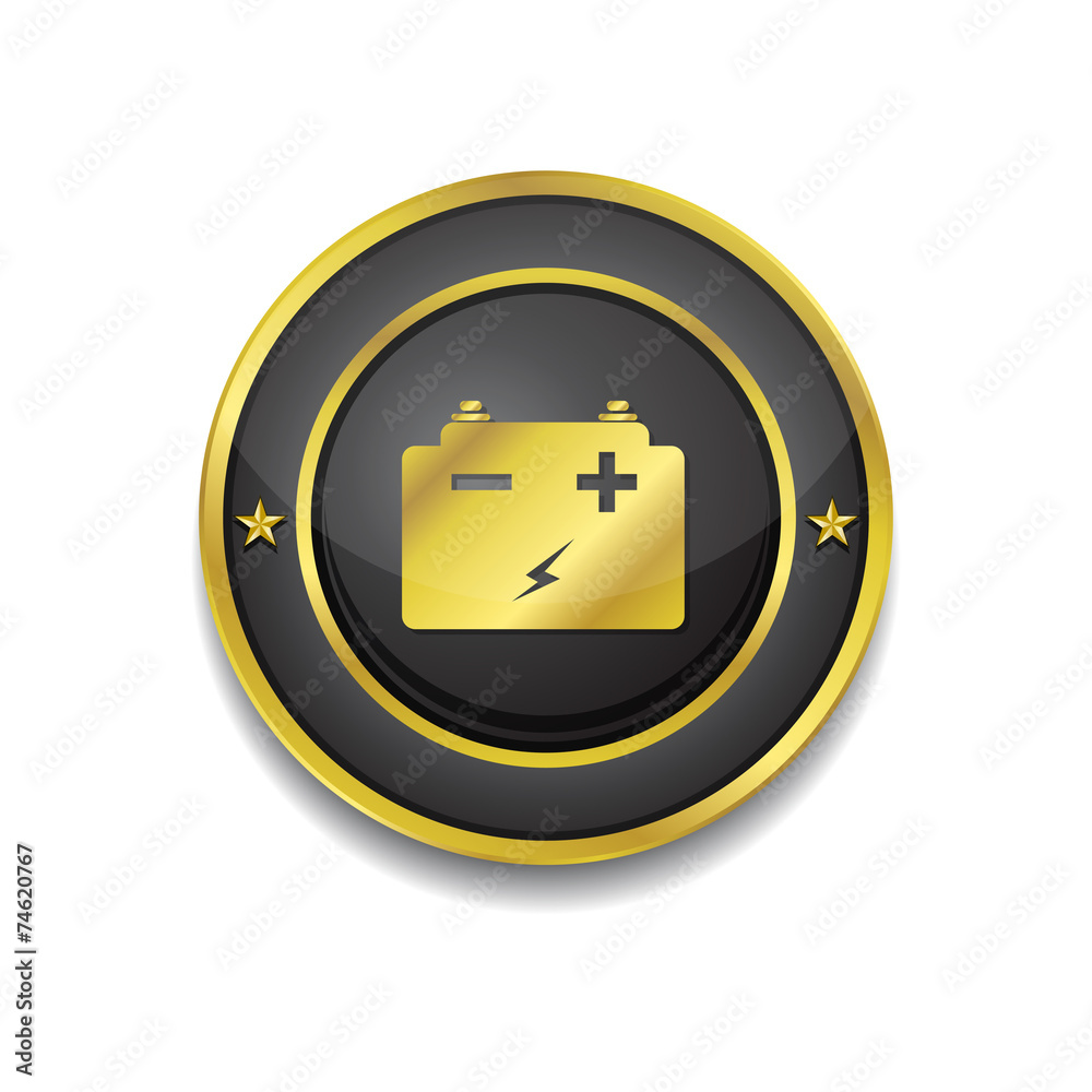 Battery Gold Vector Icon Button Battery Gold Vector Icon Button