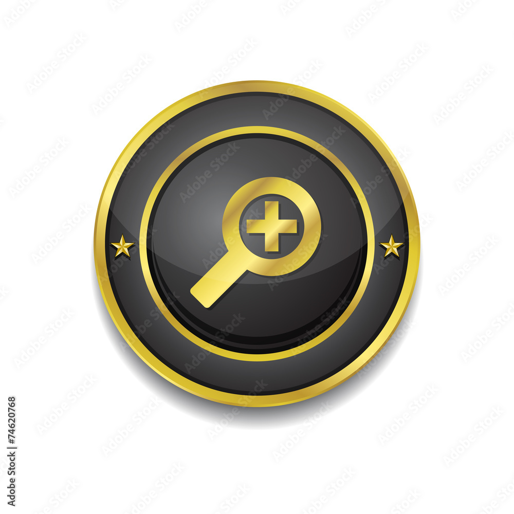 Zoom In Gold Vector Icon Button Zoom In Gold Vector Icon Button
