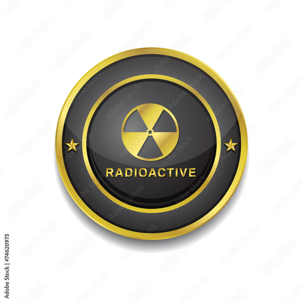Radioactive Sign Gold Vector Icon Button