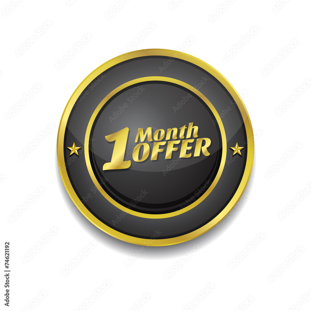 1 Month Offer Gold Vector Icon Button 1 Month Offer Gold Vector Icon Button