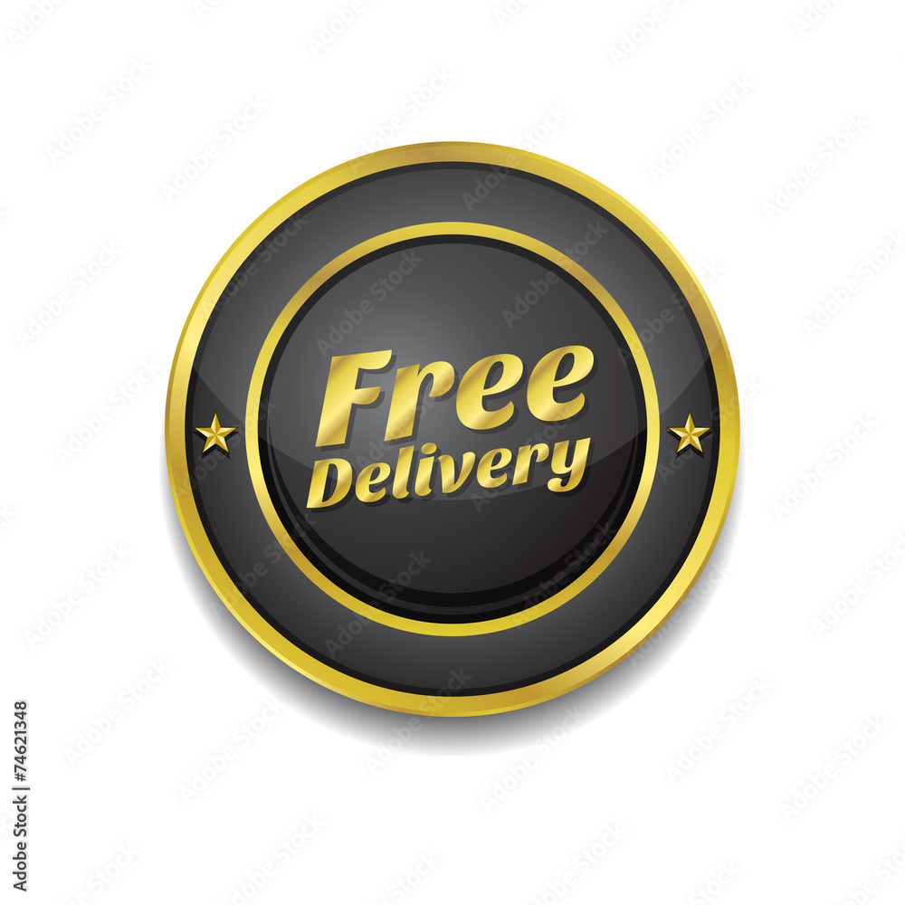 Free Delivery Gold Vector Icon Button Free Delivery Gold Vector Icon Button