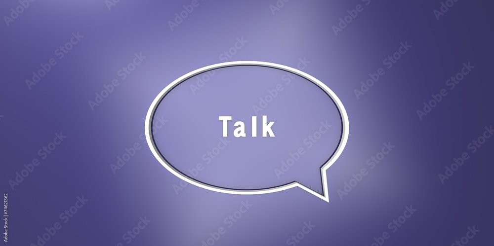 Talk 3D white Transparent bubble speech on purple background