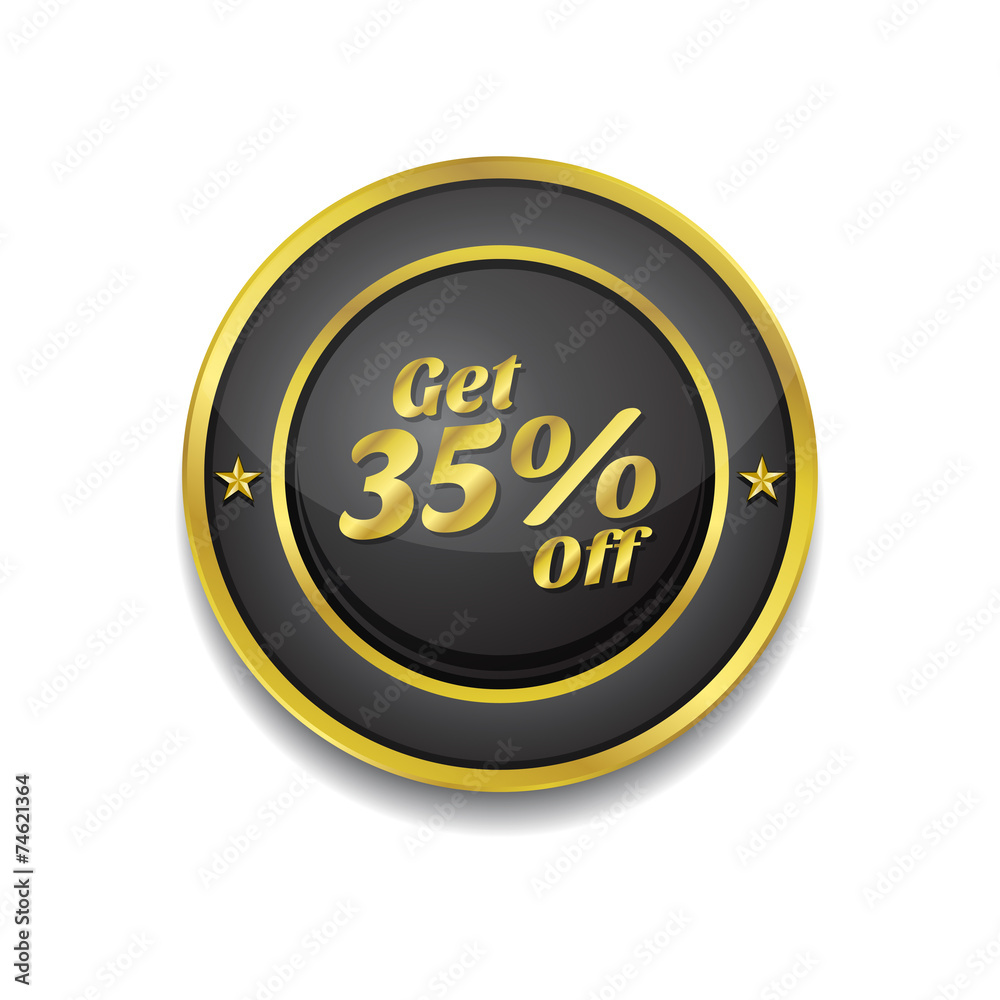 Get 35 percent Gold Vector Icon Button Get 35 percent Gold Vector Icon Button