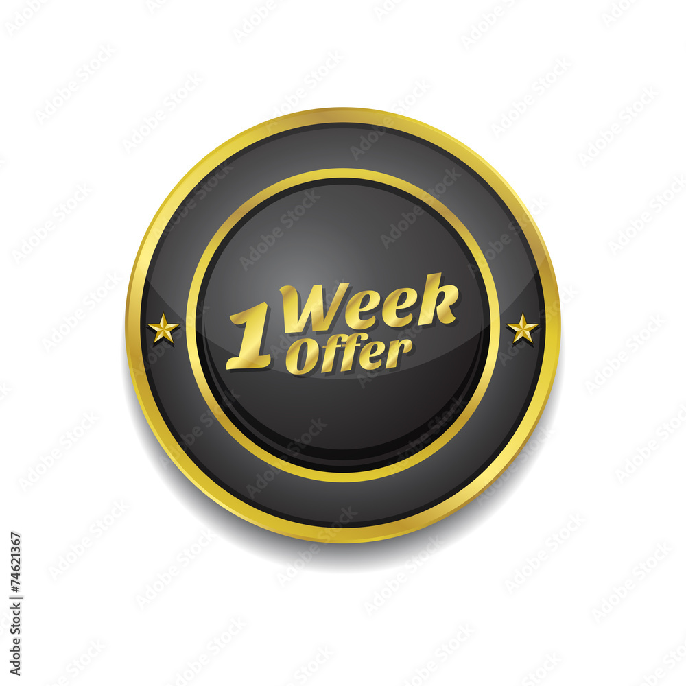 1 Week Offer Gold Vector Icon Button 1 Week Offer Gold Vector Icon Button