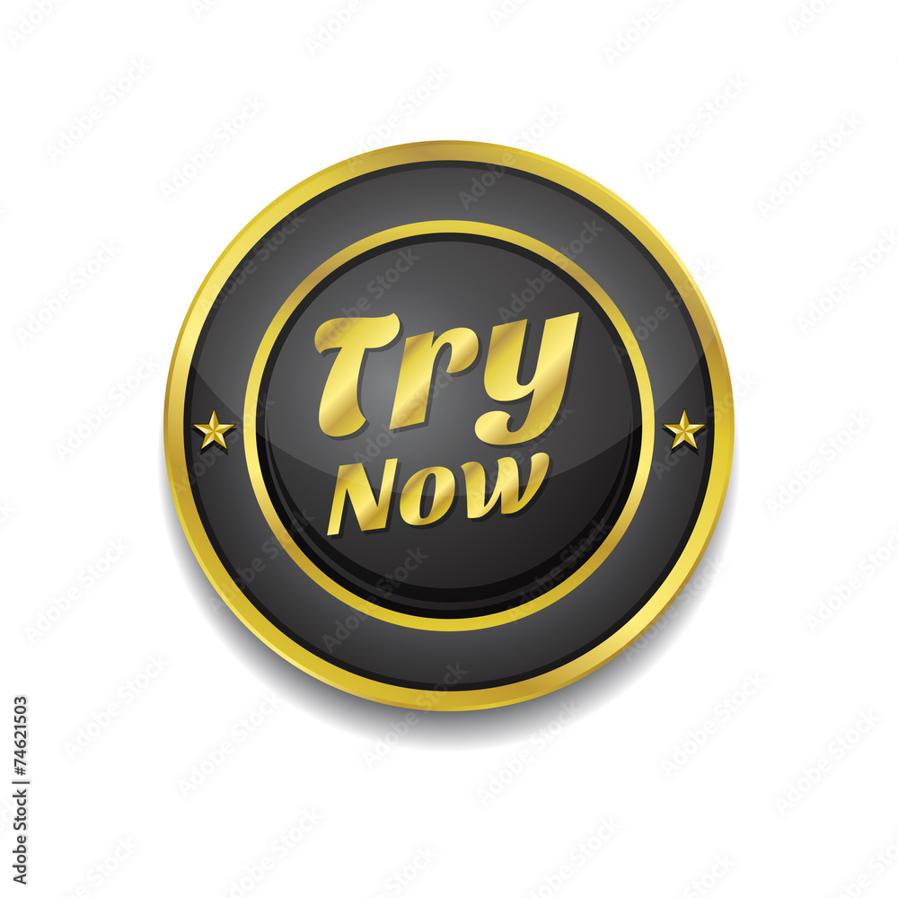 Try Now Gold Vector Icon Button