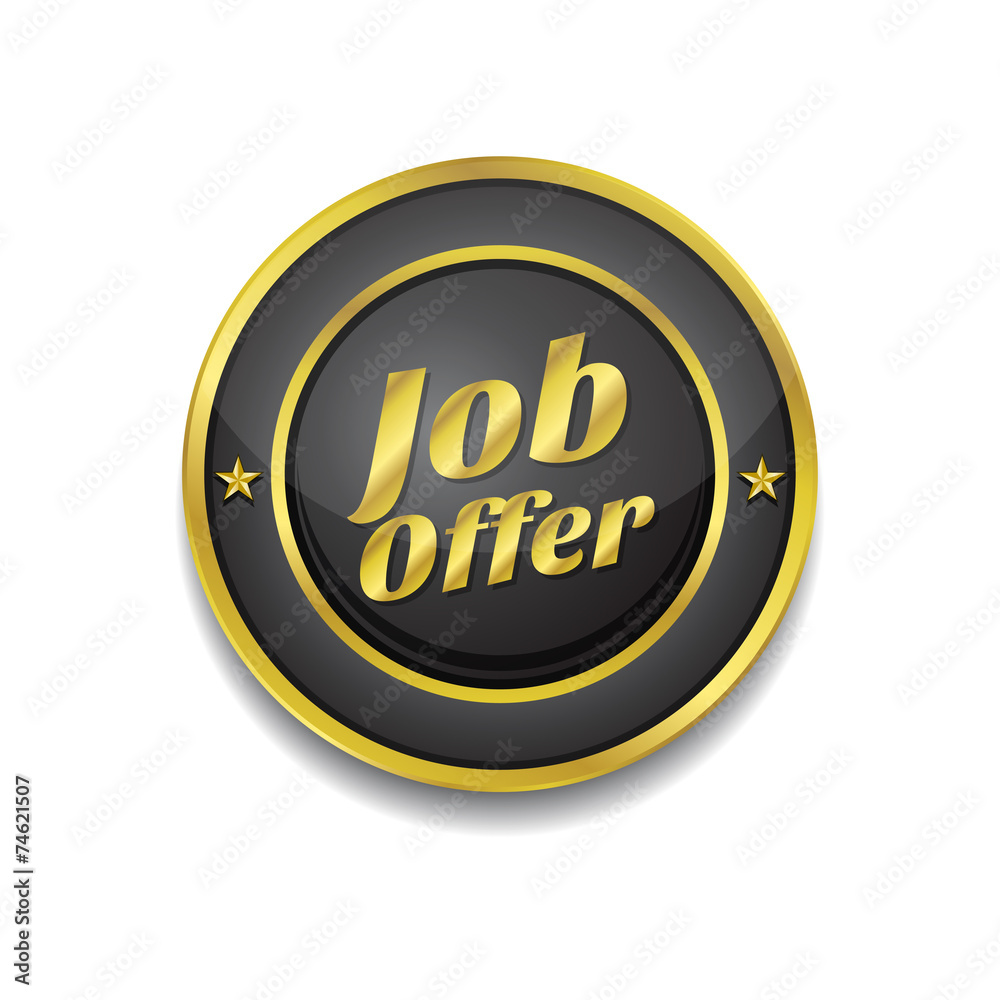 Job Offer Gold Vector Icon Button Job Offer Gold Vector Icon Button