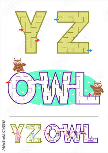 Alphabet maze games Y, Z and word maze OWL photo