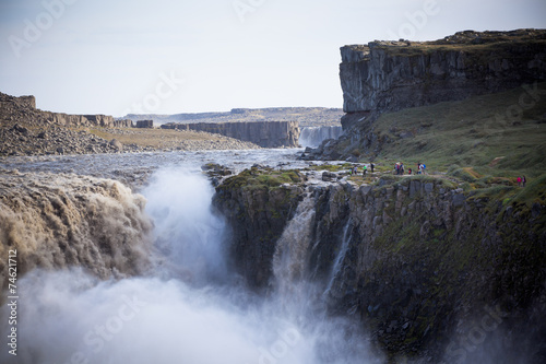 Dettifoss Waterfall in Iceland at overcast weather