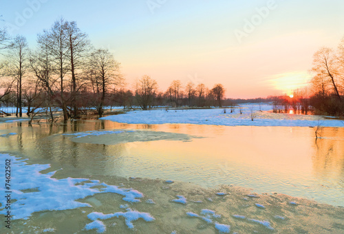 Beginning of spring flood of the river
