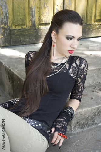 Edgy girl in lace