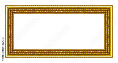 vintage gold frame isolated on white background, with clipping p