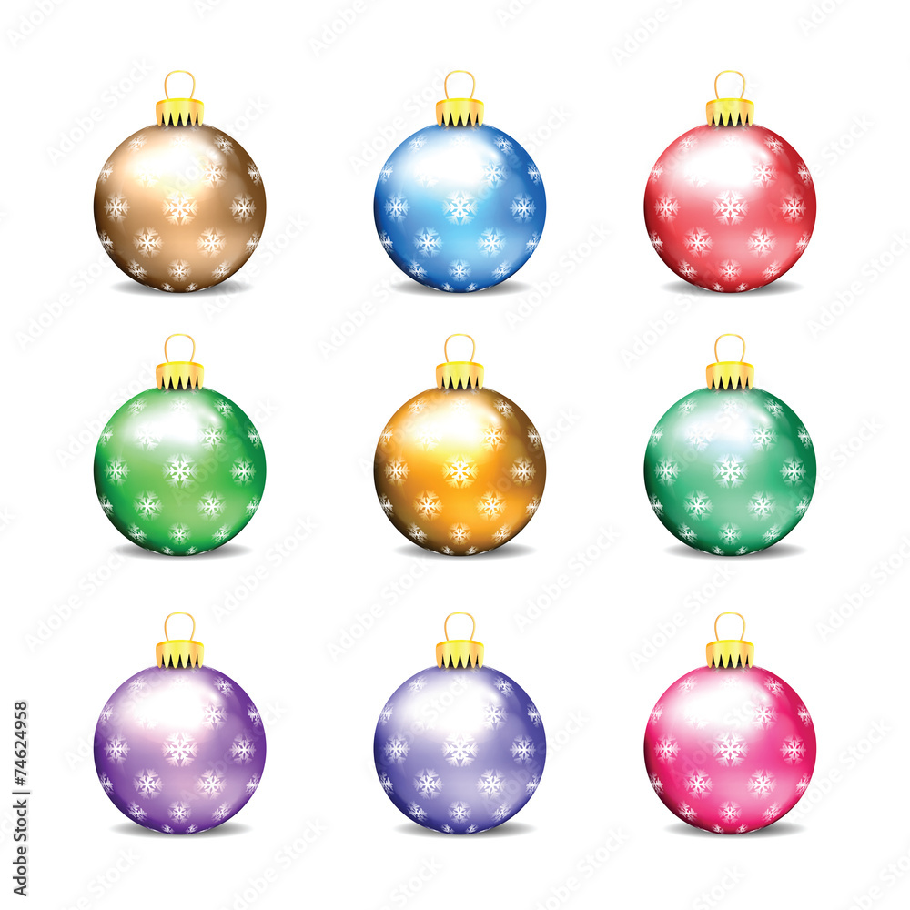 Set of colorful Christmas balls isolated on white background Set of colorful Christmas balls isolated on white background