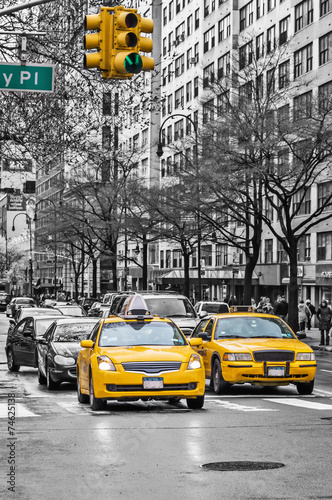 Fotografie, Tablou New York yellow taxi cabs