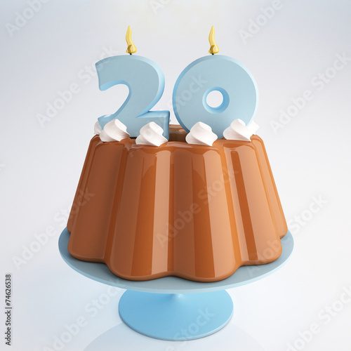 Birthday chocolate pudding with number twenty