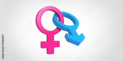 3D blue male and pink female sex symbol